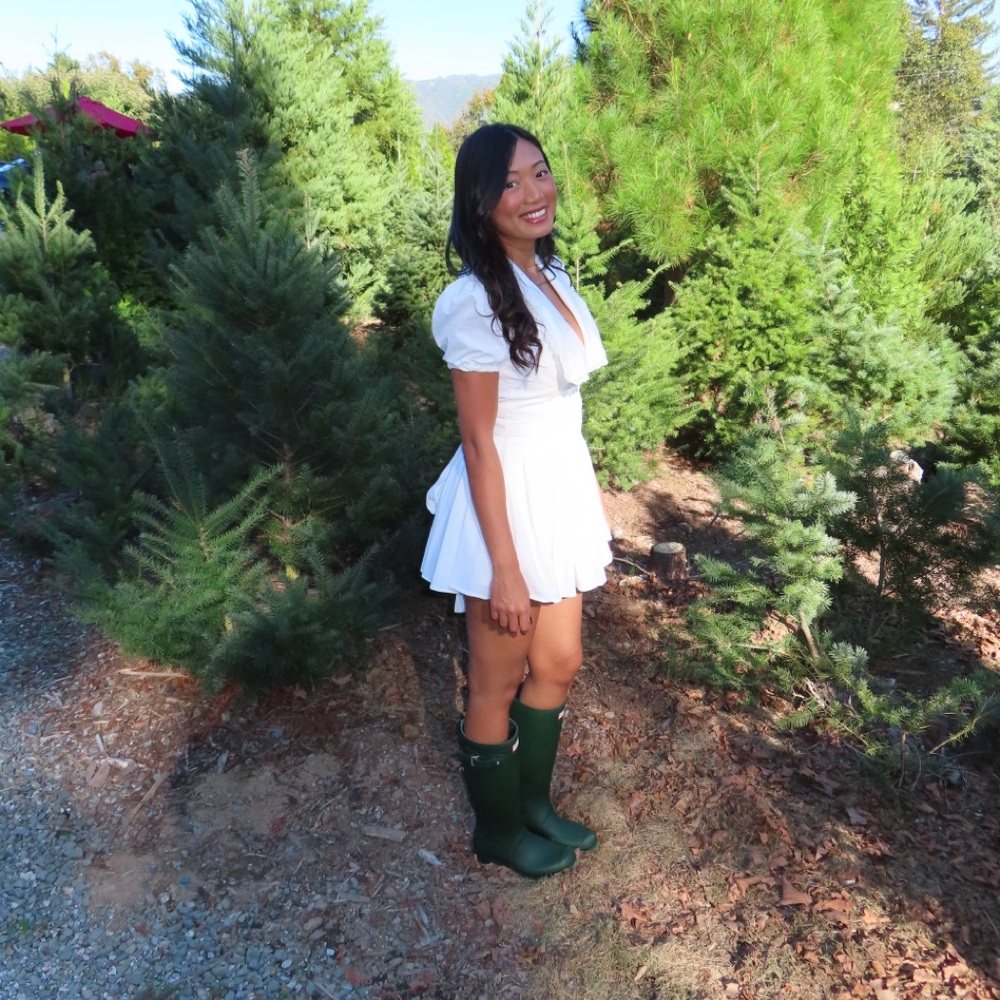 House of CB — PIERA White Pleated Mini Dress